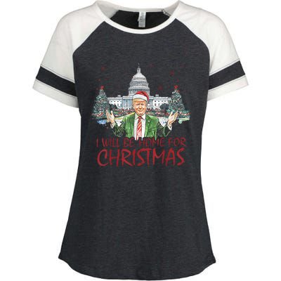 Trump ILl Be Home For Christmas Funny Xmas Enza Ladies Jersey Colorblock Tee