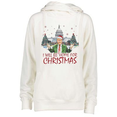 Trump ILl Be Home For Christmas Funny Xmas Womens Funnel Neck Pullover Hood