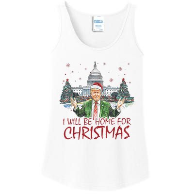 Trump ILl Be Home For Christmas Funny Xmas Ladies Essential Tank