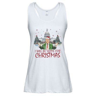 Trump ILl Be Home For Christmas Funny Xmas Ladies Essential Flowy Tank