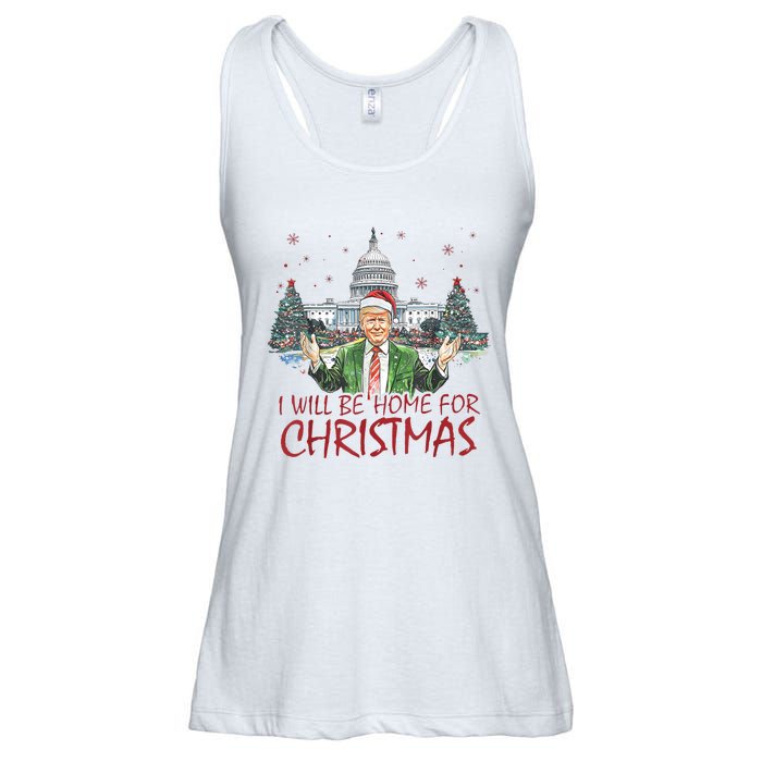 Trump ILl Be Home For Christmas Funny Xmas Ladies Essential Flowy Tank