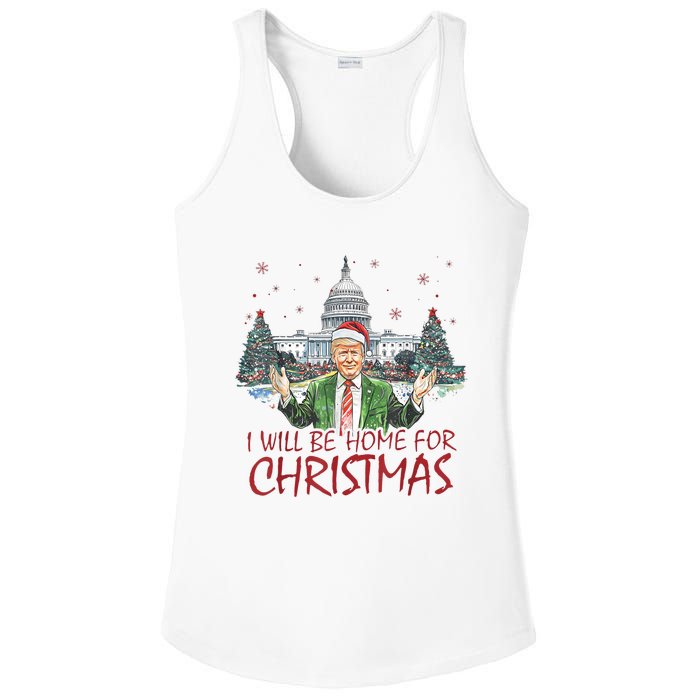 Trump ILl Be Home For Christmas Funny Xmas Ladies PosiCharge Competitor Racerback Tank