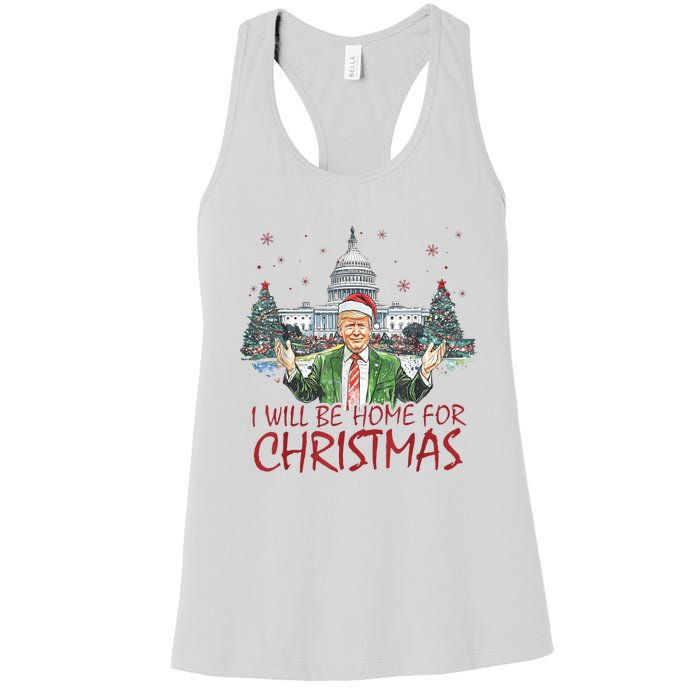 Trump ILl Be Home For Christmas Funny Xmas Women's Racerback Tank