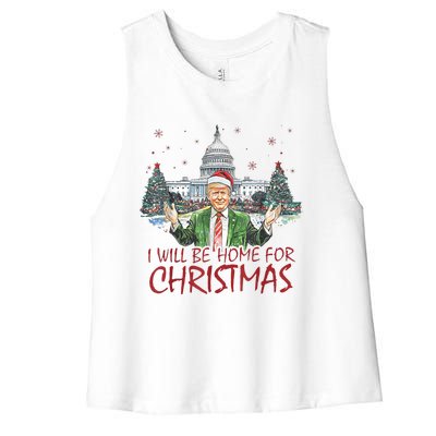 Trump ILl Be Home For Christmas Funny Xmas Women's Racerback Cropped Tank