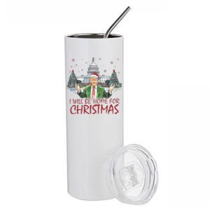 Trump ILl Be Home For Christmas Funny Xmas Stainless Steel Tumbler