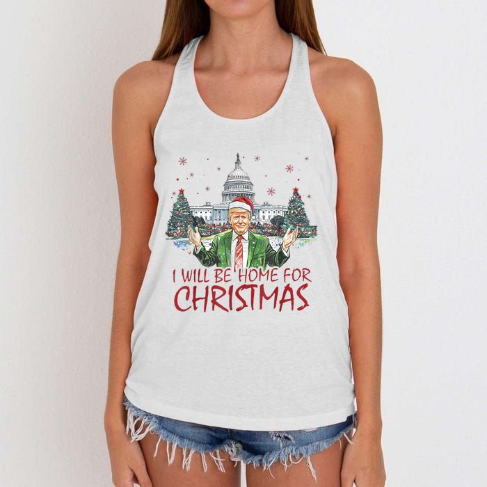 Trump ILl Be Home For Christmas Funny Xmas Women's Knotted Racerback Tank