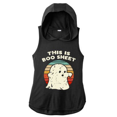 This Is Boo Sheet Ghost Vintage Retro Halloween Costume Ladies PosiCharge Tri-Blend Wicking Draft Hoodie Tank