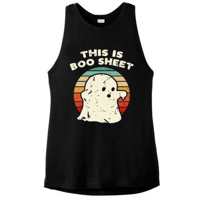 This Is Boo Sheet Ghost Vintage Retro Halloween Costume Ladies PosiCharge Tri-Blend Wicking Tank