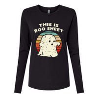 This Is Boo Sheet Ghost Vintage Retro Halloween Costume Womens Cotton Relaxed Long Sleeve T-Shirt