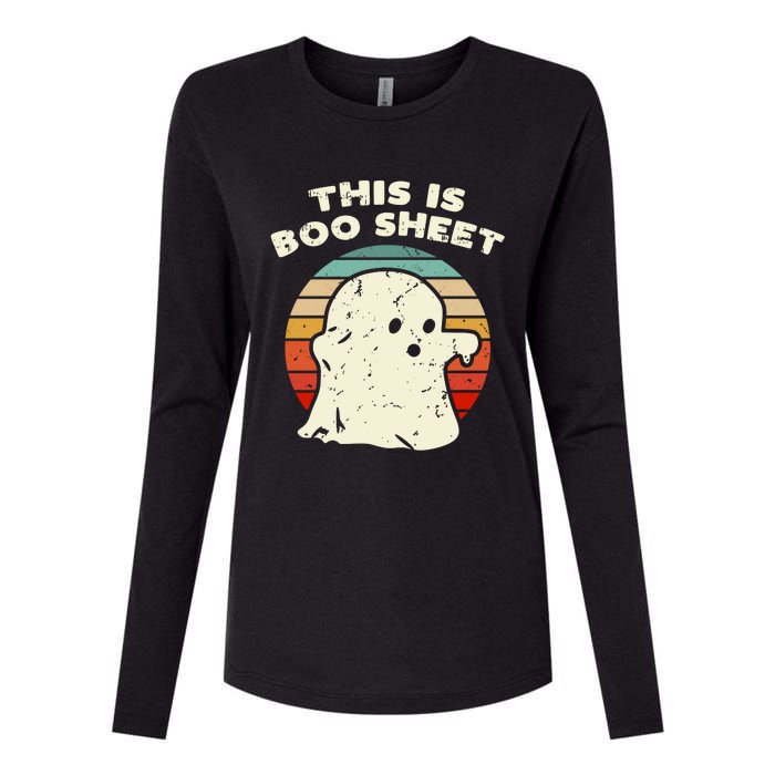 This Is Boo Sheet Ghost Vintage Retro Halloween Costume Womens Cotton Relaxed Long Sleeve T-Shirt