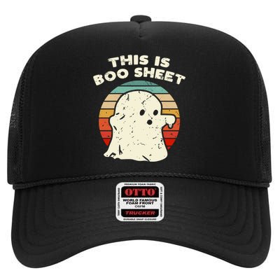 This Is Boo Sheet Ghost Vintage Retro Halloween Costume High Crown Mesh Back Trucker Hat