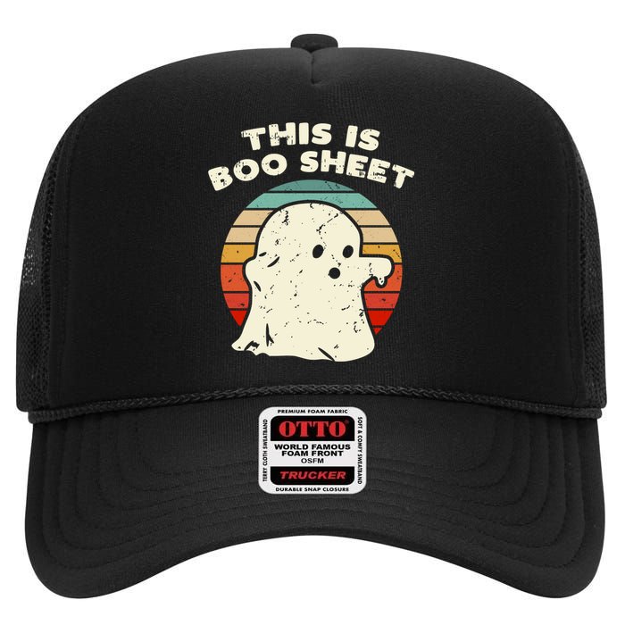 This Is Boo Sheet Ghost Vintage Retro Halloween Costume High Crown Mesh Back Trucker Hat