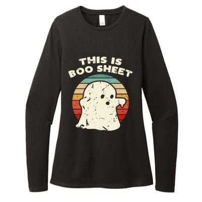 This Is Boo Sheet Ghost Vintage Retro Halloween Costume Womens CVC Long Sleeve Shirt