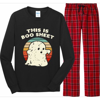 This Is Boo Sheet Ghost Vintage Retro Halloween Costume Long Sleeve Pajama Set