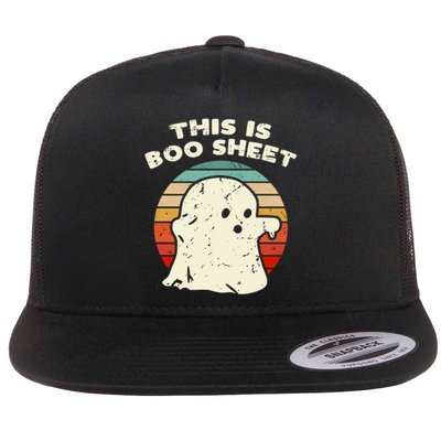 This Is Boo Sheet Ghost Vintage Retro Halloween Costume Flat Bill Trucker Hat