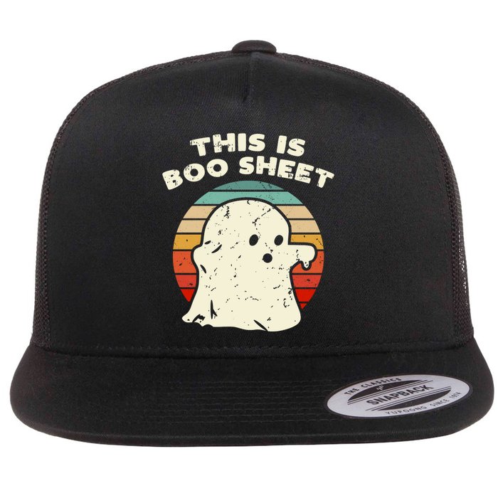 This Is Boo Sheet Ghost Vintage Retro Halloween Costume Flat Bill Trucker Hat