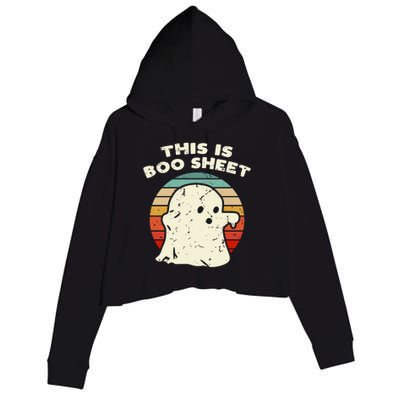 This Is Boo Sheet Ghost Vintage Retro Halloween Costume Crop Fleece Hoodie