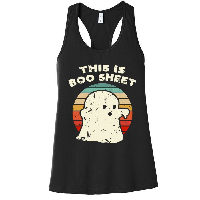 This Is Boo Sheet Ghost Vintage Retro Halloween Costume Women's Racerback Tank