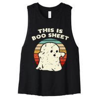 This Is Boo Sheet Ghost Vintage Retro Halloween Costume Women's Racerback Cropped Tank