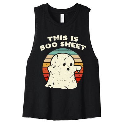 This Is Boo Sheet Ghost Vintage Retro Halloween Costume Women's Racerback Cropped Tank