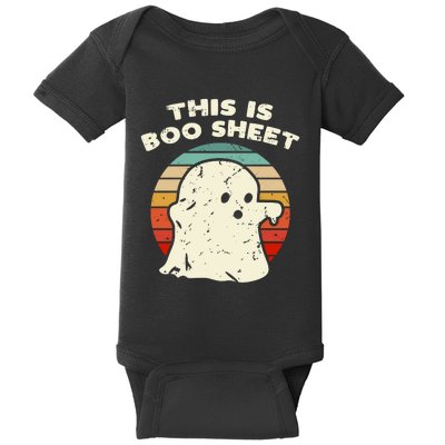 This Is Boo Sheet Ghost Vintage Retro Halloween Costume Baby Bodysuit