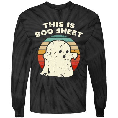 This Is Boo Sheet Ghost Vintage Retro Halloween Costume Tie-Dye Long Sleeve Shirt