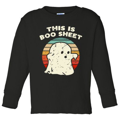 This Is Boo Sheet Ghost Vintage Retro Halloween Costume Toddler Long Sleeve Shirt