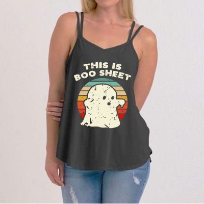 This Is Boo Sheet Ghost Vintage Retro Halloween Costume Women's Strappy Tank