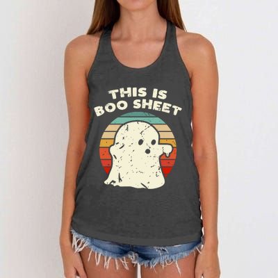 This Is Boo Sheet Ghost Vintage Retro Halloween Costume Women's Knotted Racerback Tank