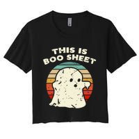 This Is Boo Sheet Ghost Vintage Retro Halloween Costume Women's Crop Top Tee