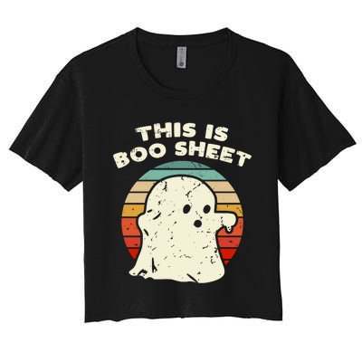 This Is Boo Sheet Ghost Vintage Retro Halloween Costume Women's Crop Top Tee