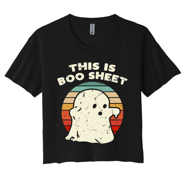 This Is Boo Sheet Ghost Vintage Retro Halloween Costume Women's Crop Top Tee