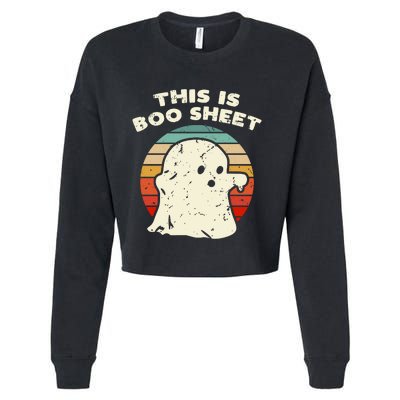 This Is Boo Sheet Ghost Vintage Retro Halloween Costume Cropped Pullover Crew