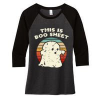 This Is Boo Sheet Ghost Vintage Retro Halloween Costume Women's Tri-Blend 3/4-Sleeve Raglan Shirt