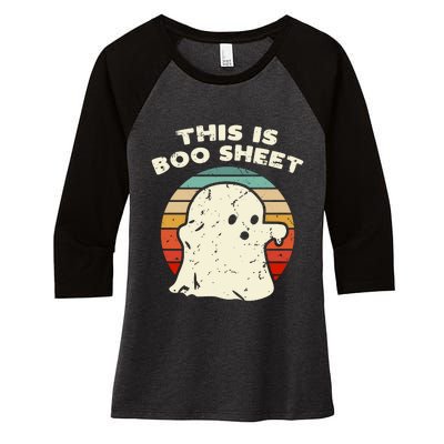 This Is Boo Sheet Ghost Vintage Retro Halloween Costume Women's Tri-Blend 3/4-Sleeve Raglan Shirt