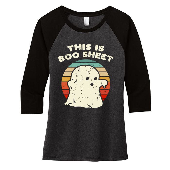 This Is Boo Sheet Ghost Vintage Retro Halloween Costume Women's Tri-Blend 3/4-Sleeve Raglan Shirt