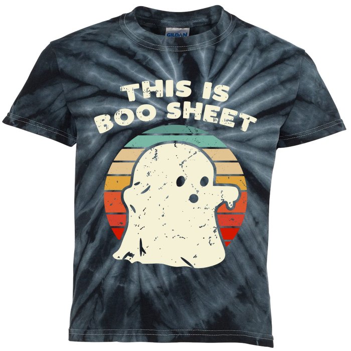 This Is Boo Sheet Ghost Vintage Retro Halloween Costume Kids Tie-Dye T-Shirt