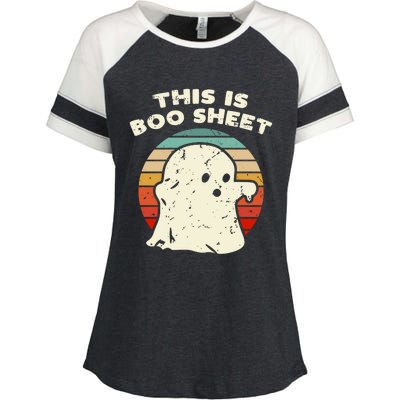 This Is Boo Sheet Ghost Vintage Retro Halloween Costume Enza Ladies Jersey Colorblock Tee