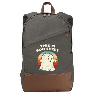 This Is Boo Sheet Ghost Vintage Retro Halloween Costume Cotton Canvas Backpack