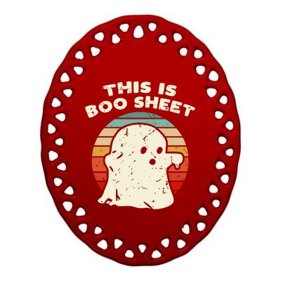 This Is Boo Sheet Ghost Vintage Retro Halloween Costume Ceramic Oval Ornament