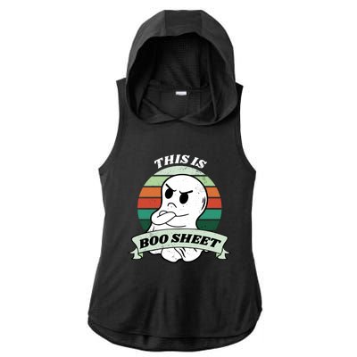 This Is Boo Sheet Cartoon Ghost Funny Halloween Ladies PosiCharge Tri-Blend Wicking Draft Hoodie Tank