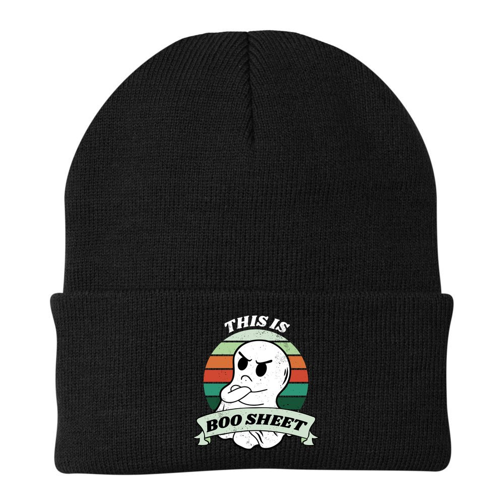This Is Boo Sheet Cartoon Ghost Funny Halloween Beanie