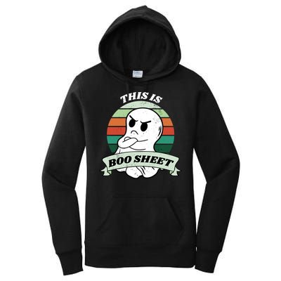This Is Boo Sheet Cartoon Ghost Funny Halloween Women's Pullover Hoodie