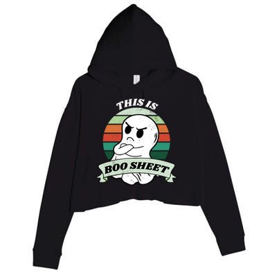 This Is Boo Sheet Cartoon Ghost Funny Halloween Crop Fleece Hoodie