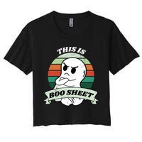 This Is Boo Sheet Cartoon Ghost Funny Halloween Women's Crop Top Tee