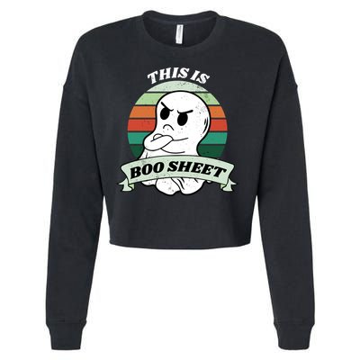 This Is Boo Sheet Cartoon Ghost Funny Halloween Cropped Pullover Crew