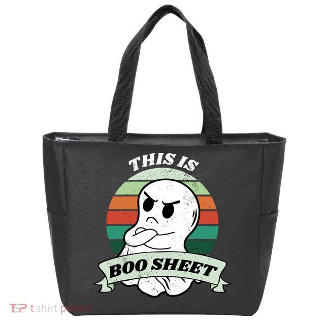This Is Boo Sheet Cartoon Ghost Funny Halloween Zip Tote Bag