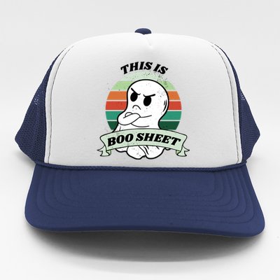 This Is Boo Sheet Cartoon Ghost Funny Halloween Trucker Hat