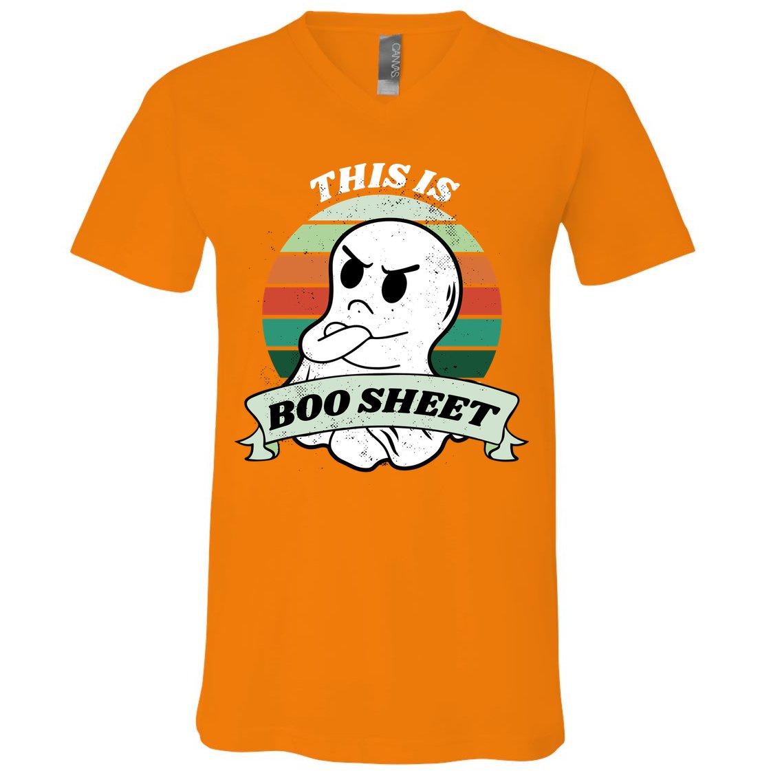 This Is Boo Sheet Cartoon Ghost Funny Halloween V-Neck T-Shirt