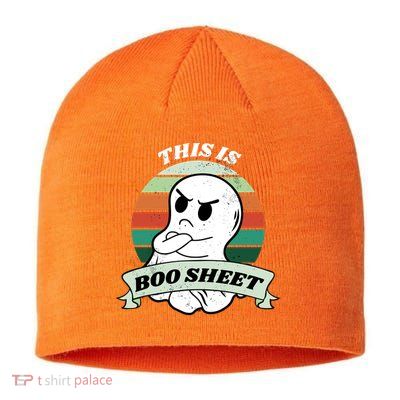 This Is Boo Sheet Cartoon Ghost Funny Halloween Sustainable Beanie